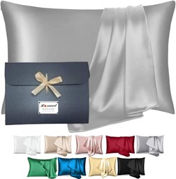 Picture of ROSEWARD Silk Pillowcase for Hair and Skin Made in USA, Highest Grade 22 Momme Silk Pillow Case, Anti Acne Pillowcase for Acne Prone Skin ( Gray )